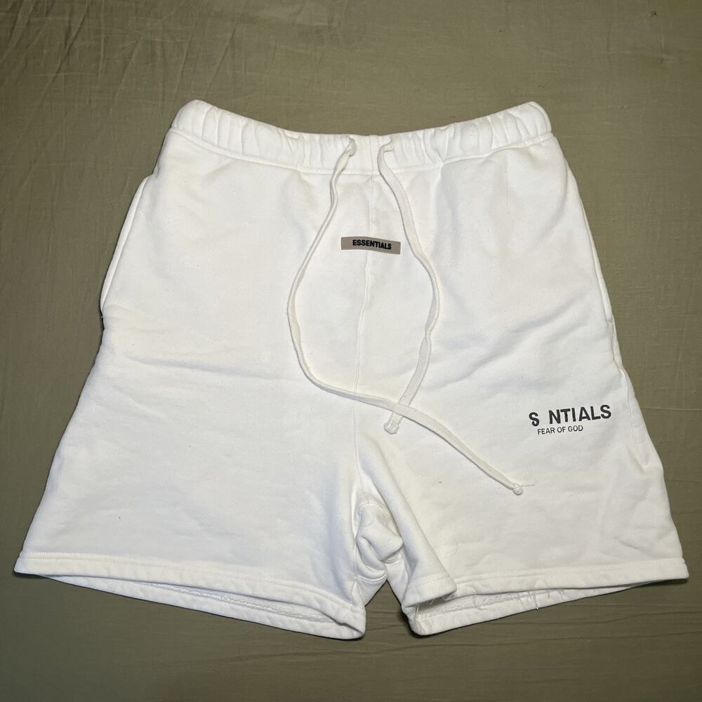 Essentials Fear Of God White Sweatshorts Shorts Size XL Logo Peeling READ